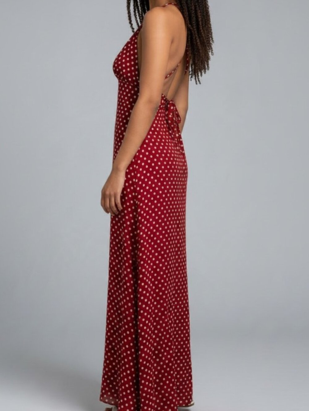 Red White Polka Dot Halter Maxi Dress M Minnie Mouse Costume NWOT